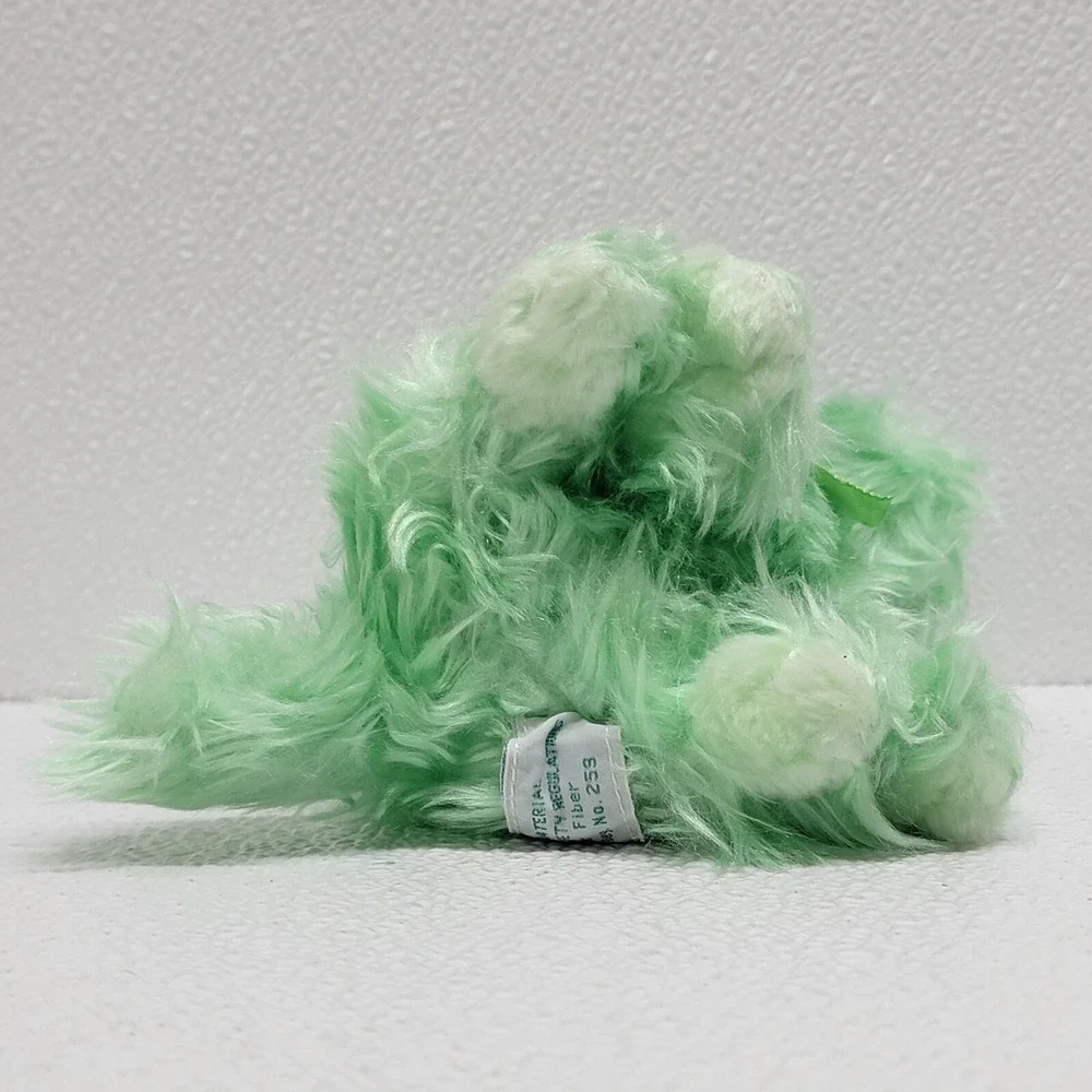 Vintage Russ Berrie Curly Jr. Green Shamrock Bow Ribbon Dog Plush